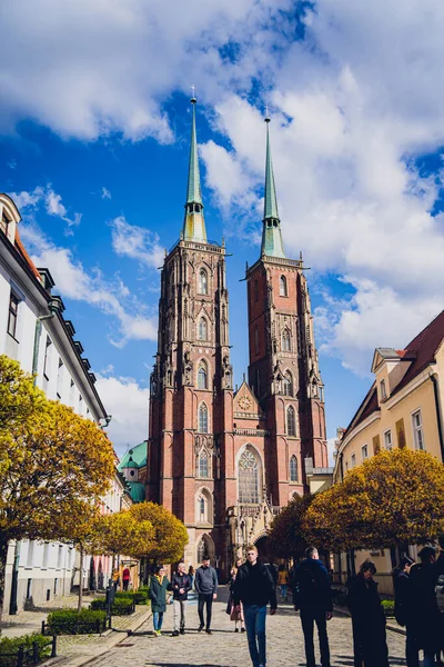 Wroclaw Polska Kwiecień 2023 Zewnątrz Starej Katedry Historycznej Starym Mieście — Zdjęcie stockowe