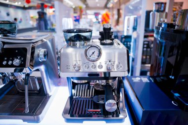 Coffee machine in the showroom of a large store.
