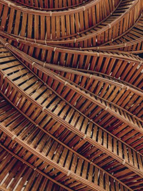 Kahverengi el sanatları geleneksel Tayland tarzı doku hasır yüzey dokuması.