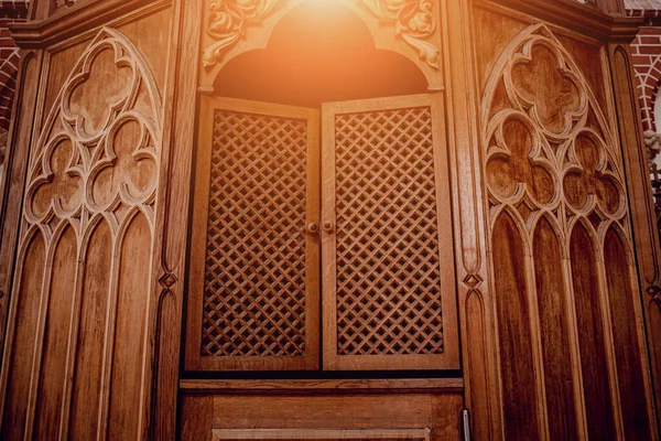 Confessional Booth Old European Catholic Church — Stock Photo, Image