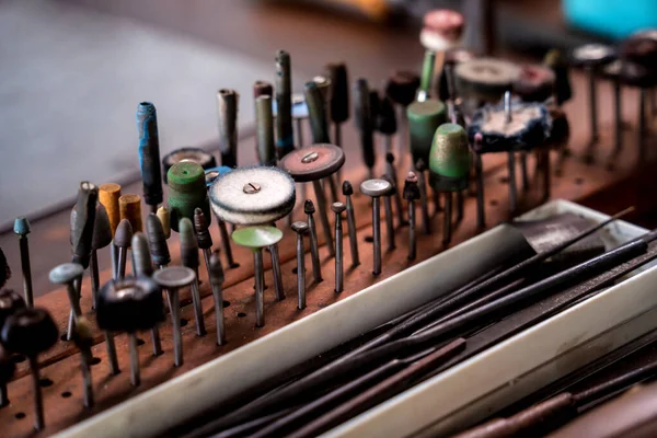 Kit Instrumentos Uma Grande Oficina Para Fabricação Jóias Artesanais — Fotografia de Stock