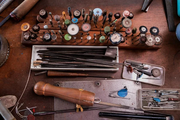 Instrumenten Kit Een Grote Werkplaats Voor Vervaardiging Van Handgemaakte Sieraden — Stockfoto