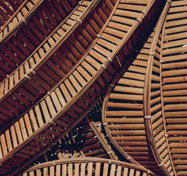 Kahverengi el sanatları geleneksel Tayland tarzı doku hasır yüzey dokuması.