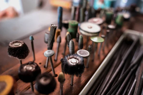 Kit Instrumentos Uma Grande Oficina Para Fabricação Jóias Artesanais — Fotografia de Stock