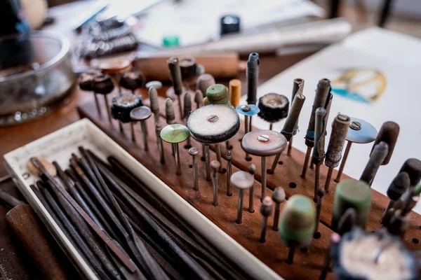Kit Instruments Dans Grand Atelier Pour Fabrication Bijoux Faits Main — Photo