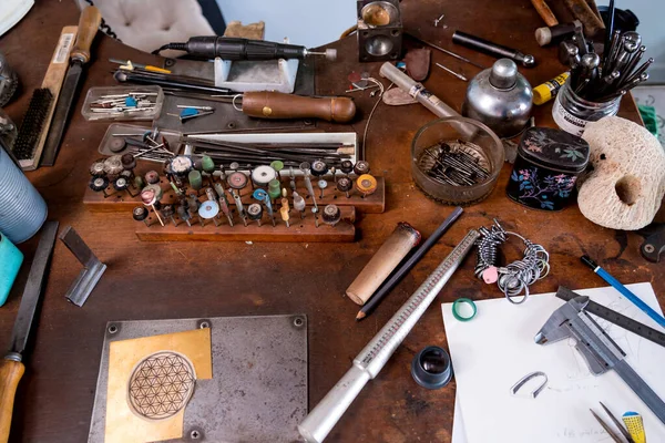 Instruments Kit Large Workshop Manufacture Handmade Jewelry — Stock Photo, Image
