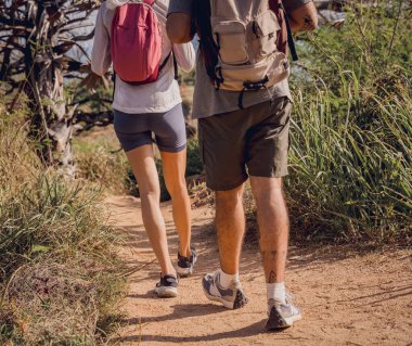 Genç bir çift okyanus yakınlarındaki orman ormanında seyahat ediyor..