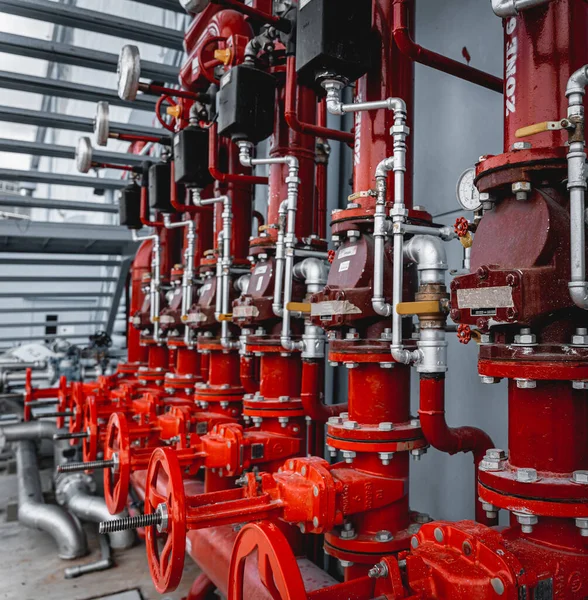 Header pipes valve zone and fire alarm control system at industrial plants.