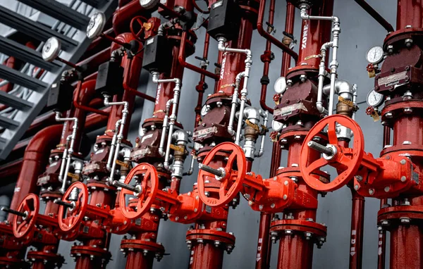 Header pipes valve zone and fire alarm control system at industrial plants.