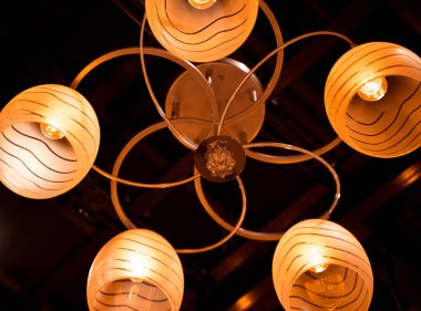 decorative lamps background at the showroom of a large store.