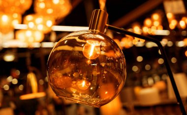 decorative lamps background at the showroom of a large store.