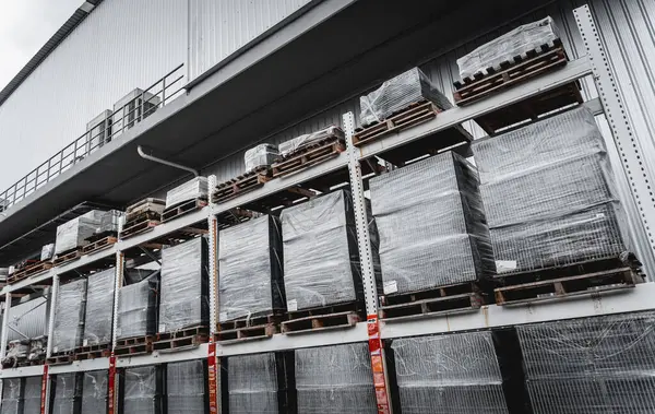 Pallets Full Blocks Goods Stored Warehouse — Stock Photo, Image