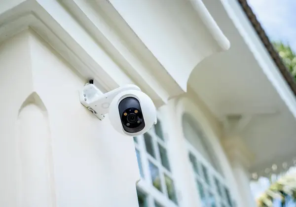 Modern Cctv Camera Wall Residential Building — Stock Photo, Image