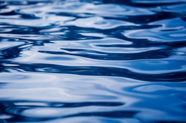 Mavi okyanus dalgalarının detaylı bir su yüzeyi görüntüsü..