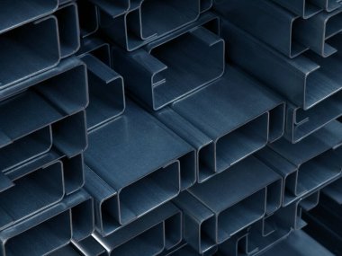 Çok sayıda metalik profili olan soyut arkaplan.