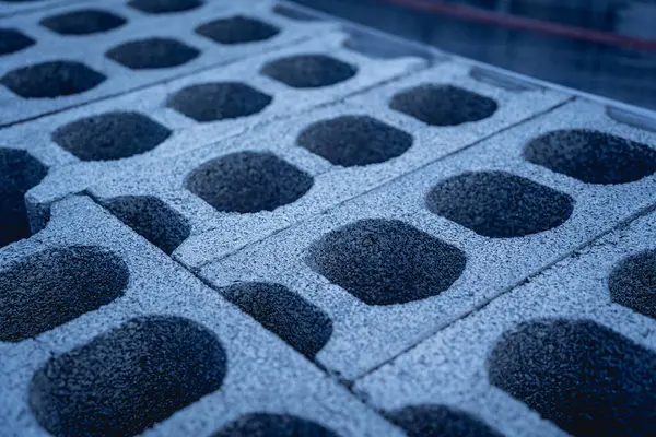 stock image Concrete blocks with holes stacked on top of each other.