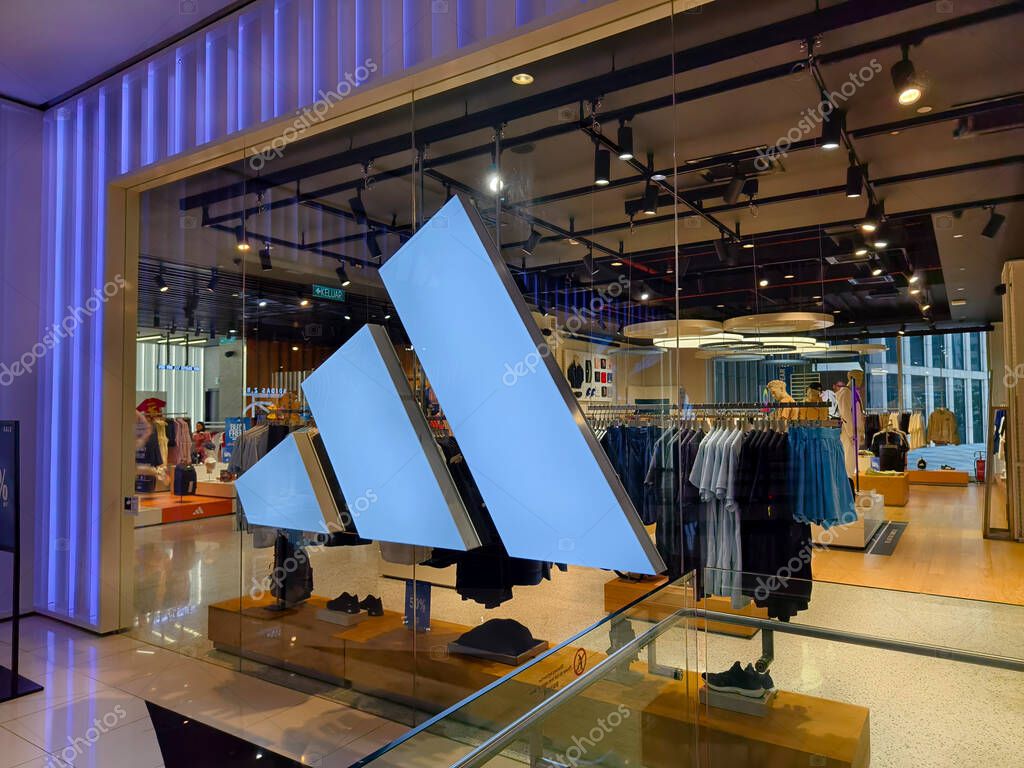 KUALA LUMPUR, MALAYSIA - AUGUST 28, 2024: Adidas brand retail shop in the large shopping mall.