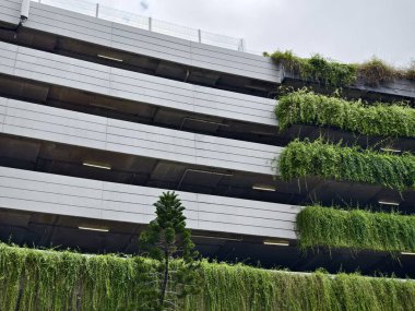 Tayland 'daki şehir binalarının pencere, kapı ve balkonlarının detaylı görüntüsü