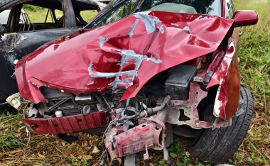 Yoğun büyüyen bir ortamda terk edilmiş arabalar..