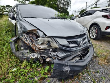 Yoğun büyüyen bir ortamda terk edilmiş arabalar..