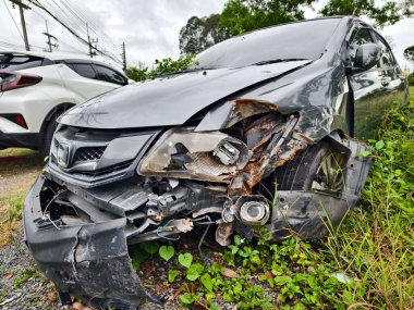 Yoğun büyüyen bir ortamda terk edilmiş arabalar..