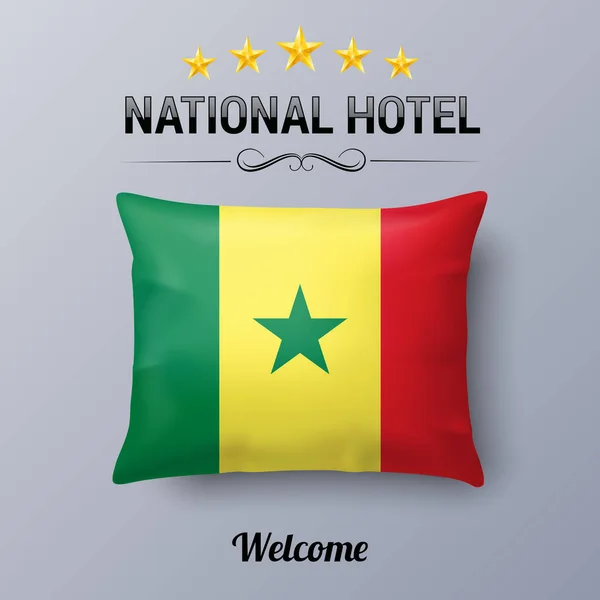 Almohada Realista Bandera Senegal Como Symbol National Hotel Funda Almohada — Vector de stock