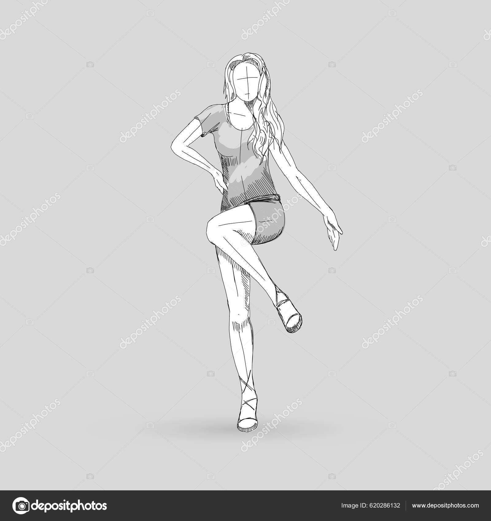 ballerina standing in a pose seamless pattern