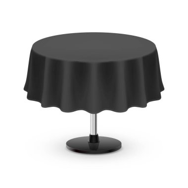 Boş Yuvarlak Masa ve Siyah Masa Örtüsü