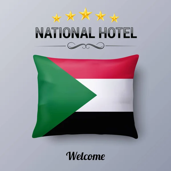 Almohada Realista Bandera Sudán Como Symbol National Hotel Funda Almohada — Vector de stock