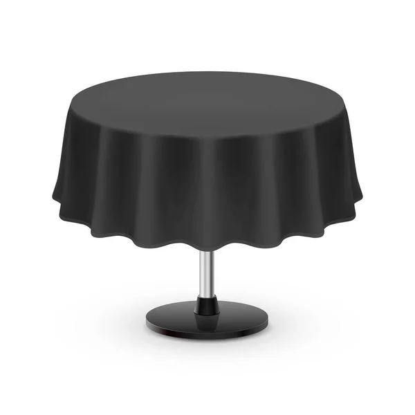 黒のテーブルクロスと隔離されたブランクラウンドテーブル — ストックベクタ