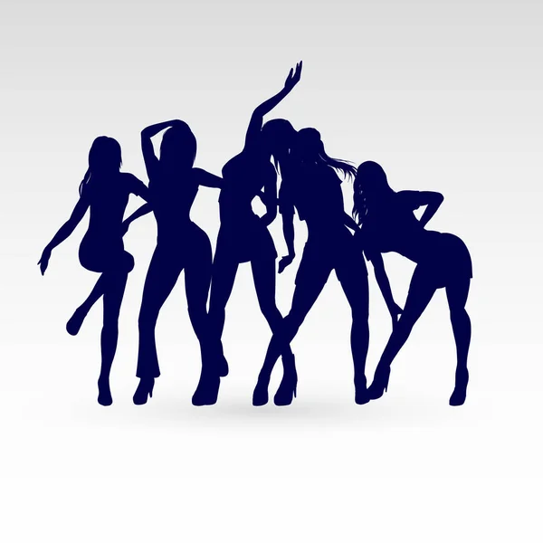 Silhouetten Von Dance Girls Silhouetten Von Frauen Auf Weißem Hintergrund — Stockvektor