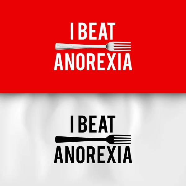 Beat Anorexie Ironický Slogan Vidličkou Bílém Červeném Pozadí Pro Design — Stockový vektor