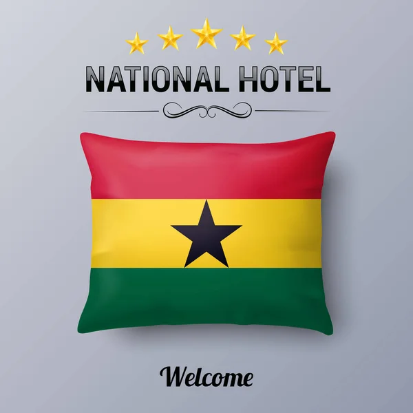 现实的枕头和加纳国旗作为象征国家酒店 带有加纳国旗的旗袍 — 图库矢量图片