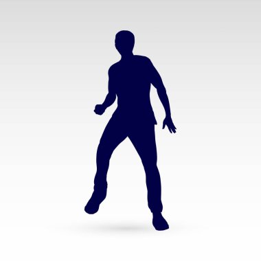 Gri Arkaplanda Modern Dansçı Adam Silueti