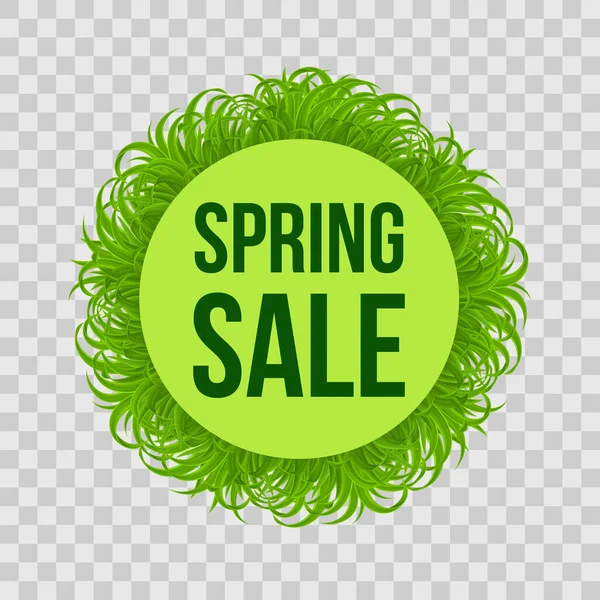 Spring Sale Inscription Circle Frame Made Grass Illustration Transparent Background — Vector de stock