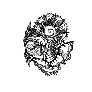Doodle 'daki Soyut Geometrik Elementlerin El Çizimi Etnik Süslemeleri, Zentangle Tarzı. Tek Renk Aralığı.