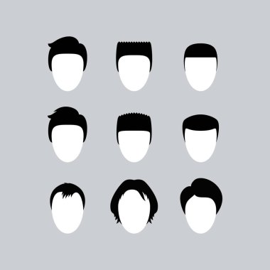 Erkek İçin Siyah Simgeler Saç Siluetleri