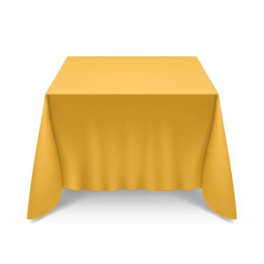 Sarı masa örtüsüyle kaplı Boş Büyük Ziyafet Masası