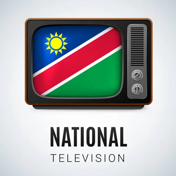 Vintage Och Namibias Flagga Som Symbol National Television Telemottagare Med — Stock vektor