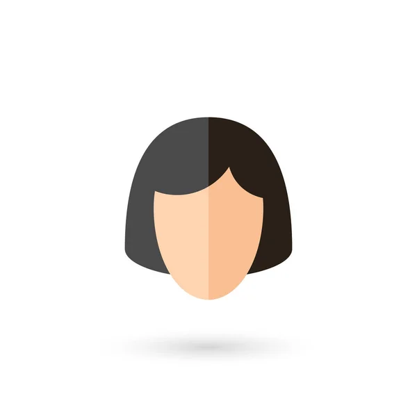 Икона Аватара Женщина Лица Черными Волосами Изолированная Плоская Иллюстрация — стоковый вектор