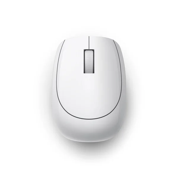 Λευκό Ρεαλιστικό Ασύρματο Ποντίκι Υπολογιστή Στο Top View Matte Finish — Διανυσματικό Αρχείο