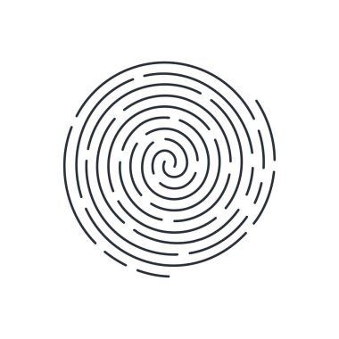 Soyut Yuvarlak Biyometrik Parmak İzi Simgesi Basit Güvenlik Dokunuşu Tanımlaması için Ayrıntılı Beyaz Arkaplan Resimleri