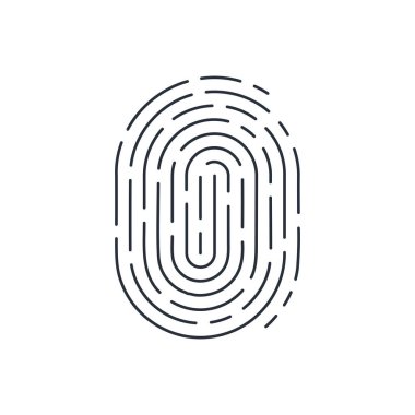Tasarım için Beyaz Arkaplan 'daki Kimlik Güvenliği Kimliği için Parmak izi Simgesi Ayrıntılı