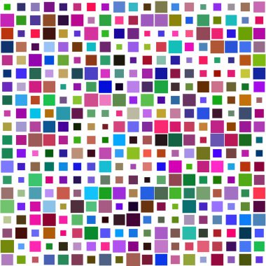 Soyut Renkli Mozaik Piksel Arkaplan Beyaz Arkaplanda Farklı Ölçekli Kareler. Kutlama Dekorasyonları, Tatil, Tekstil Tasarımı için Soyut Geometrik Arkaplan