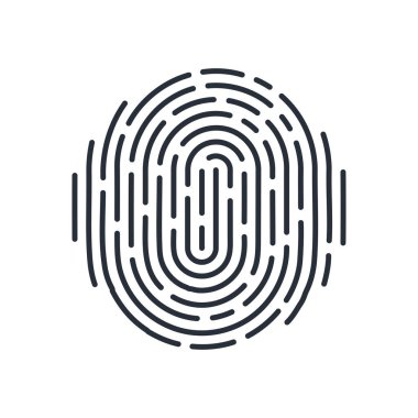 Beyazın Basit Güvenlik Kimliği için Soyut Biyometrik Parmak İzi Simgesi Ayrıntılı