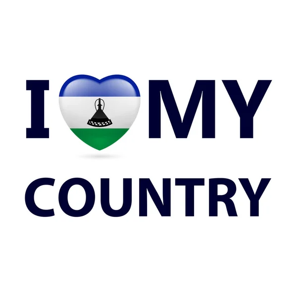 Jag Älskar Mitt Land Lesotho Hjärta Med Flagga Färger — Stock vektor