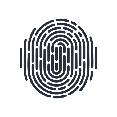 Beyaz Arkaplanda Basit Güvenlik Kimliği İçin Ayrıntılı Biyometrik Parmak İzi Simgesi