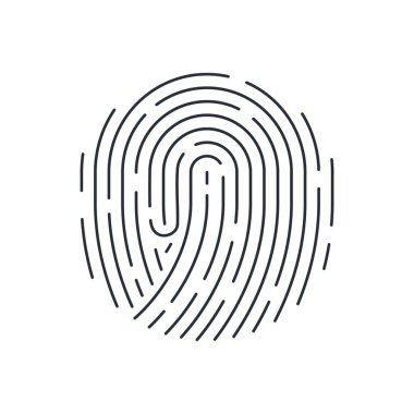 Soyut Biyometrik Parmak izi Tarama Simgesi. Beyaz Arkaplanda Güvenlik Konsepti