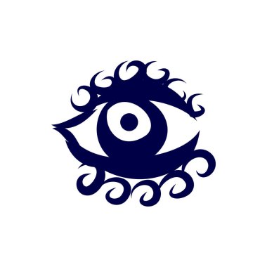 Beyaz Arkaplanda İnsan Gözü Simgesi. Dövme çizimi, hippi tişörtü tasarımı, klasik tarz posterler. Yetişkinler için Renklendirme Kitabı