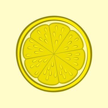 Peel ile Sulu Yarım Limonlu Şekil Gösterimi. Sarı Arkaplanda İzole Edilmiş Gıda Uygulamaları ve Çıkartmaları Simgesi